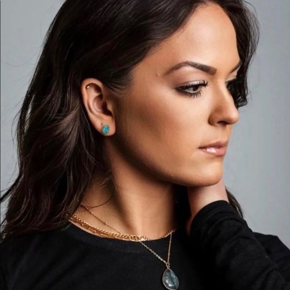 🆕 New Raw Aquamarine Crystal Stud Gemstone Earrings - Picture 3 of 8